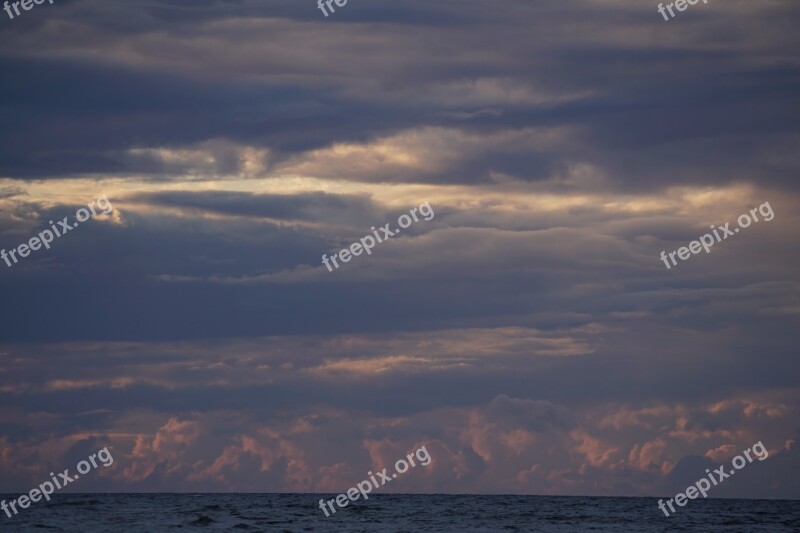 Sea Clouds The Waves The Background Sunset