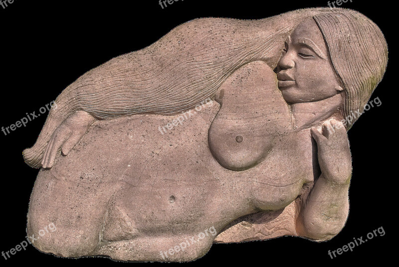 Sculpture Woman Naked Stone Figure Stone Art