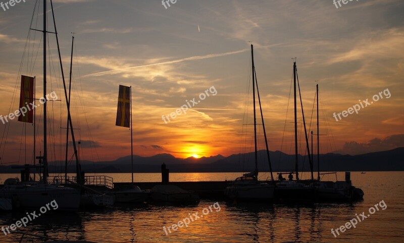 Lake Garda Sunset Sun Sunset Veneto Malcesine