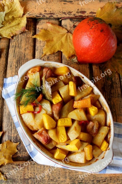 Roast Pumpkin Meat With Pumpkin In The Oven Free Photos