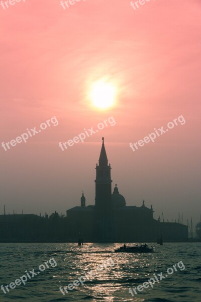 Venice Sunset Landscape Italy Travel