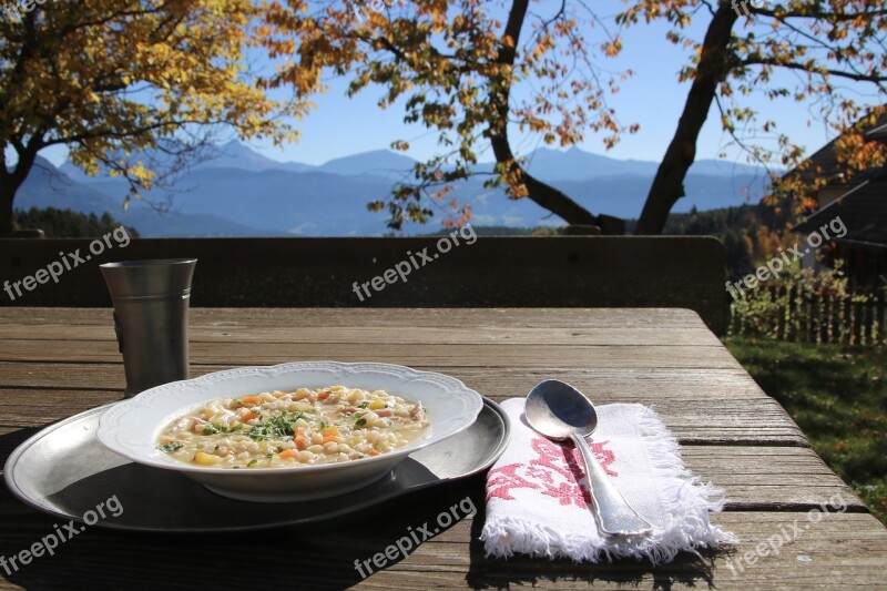 Gerst Soup Autumn South Tyrol Cover Wooden Table