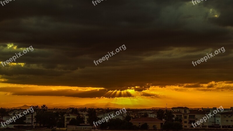 Cyprus Paralimni Town Stormy Clouds Autumn