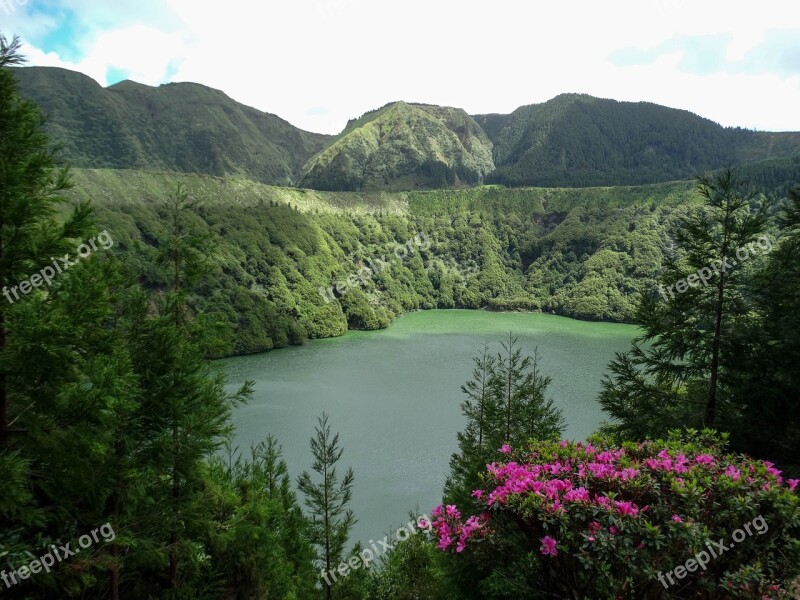 Landscape Nature Pond Crater Volcano