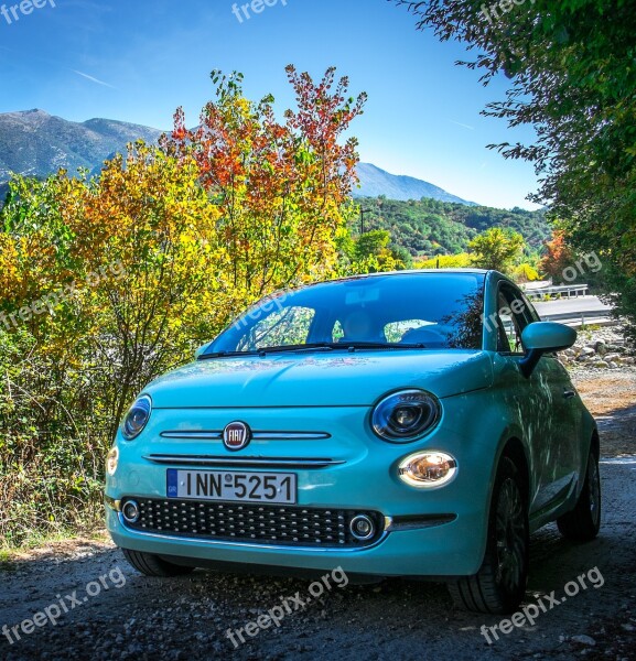 Fiat 500 Car Autumn Nature Driving Free Photos