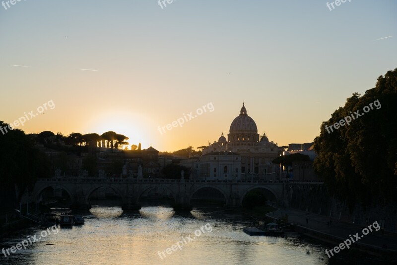 Rome Vatican Tiber Sunset Free Photos