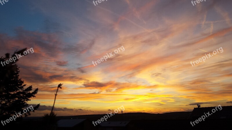 Sky Sunset Clouds Orange Good Night