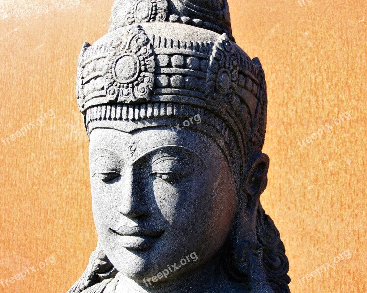 Zen Buddha Stone Faces Sculpture The Head Of The