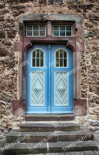 Door Wooden Door Oak Blue Grey