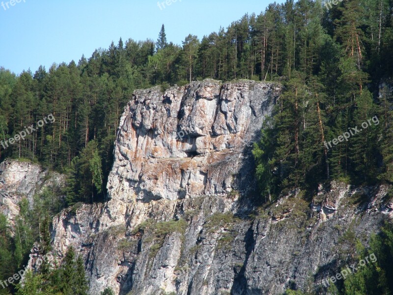 The Vishera River Beach Rock Forest Landscape