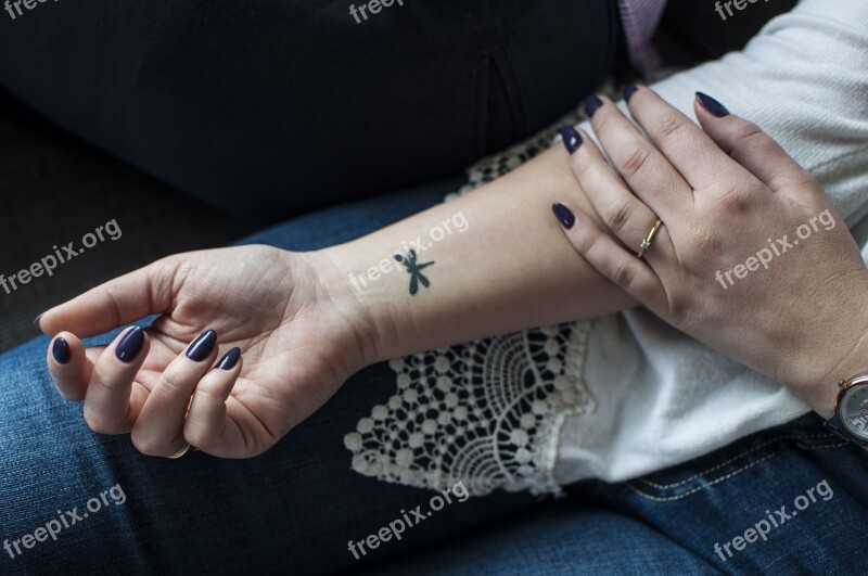 Tattoo Hands Nails Woman Manicure