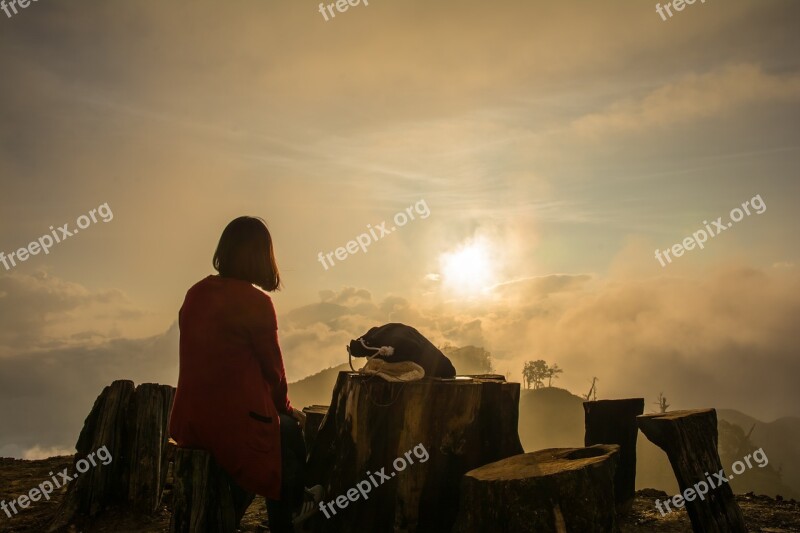 Sunset Camp Travel Nature Landscape