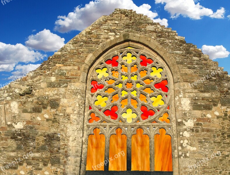 Window Colorful Red Glass Colorful Glass