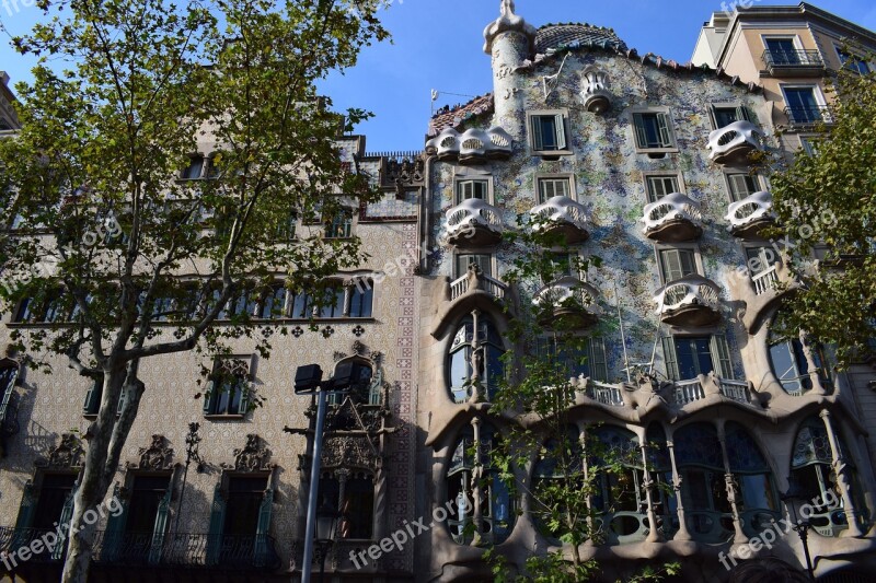 Barсelona Spain Batllo House Architecture The Façade Of The