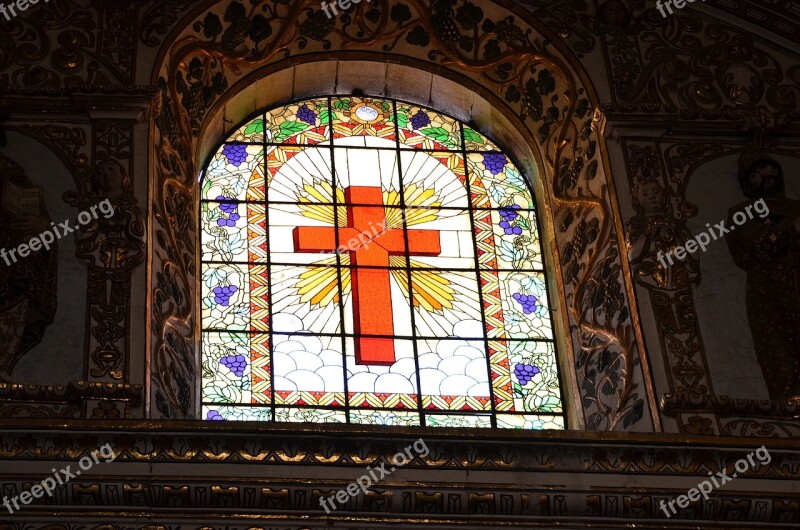 Cross Stained Glass Glass Stained Church