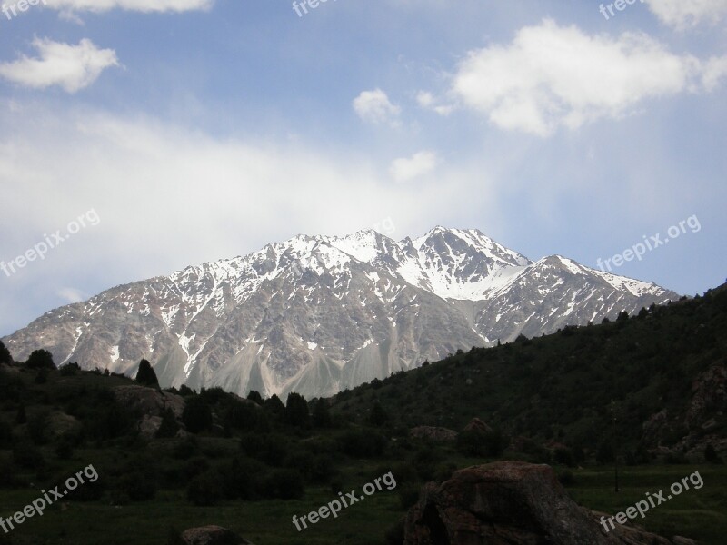 Mountains Clouds Landscape Nature Snow