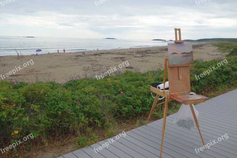 Sea Beach Painting Easel Landscape