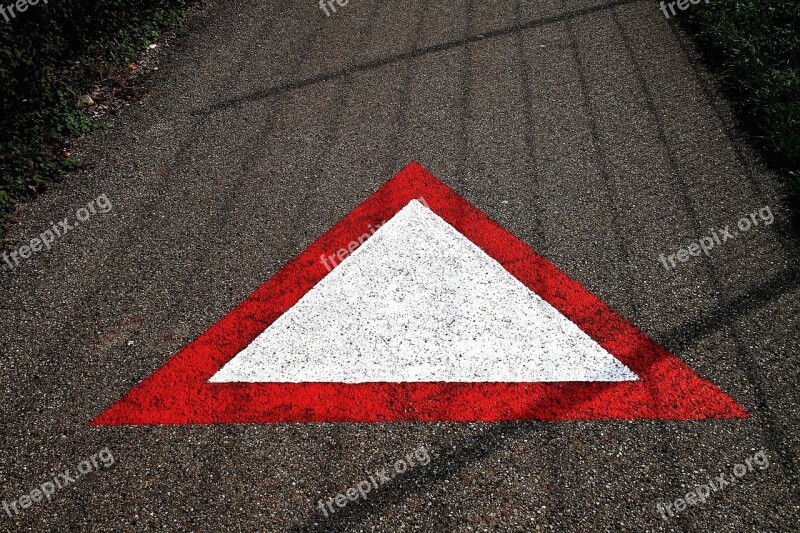 Traffic Sign Give Priority To Cycle Path Sidewalk Cyclists