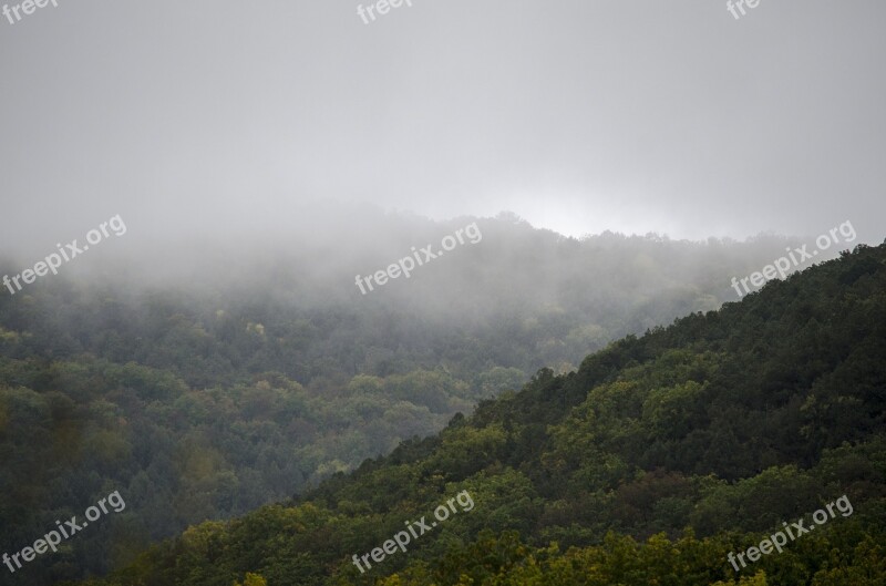 Mountains Fog Clouds Trips Slopes