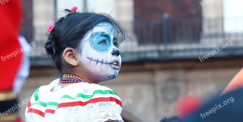 Mexico Child Día De Muertos People Children