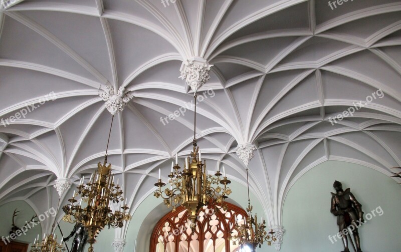 Lednice Castle Ornate Ceiling Chandelier Free Photos