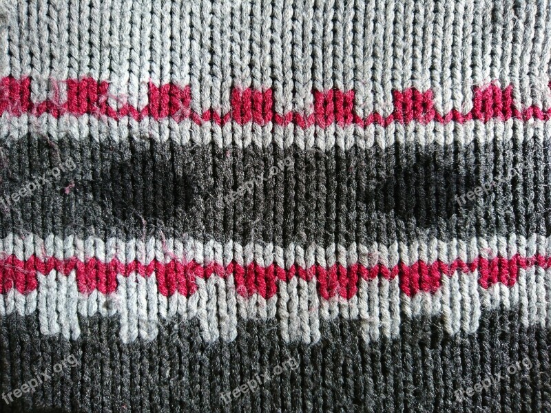 Wool Red Grey Black Motive