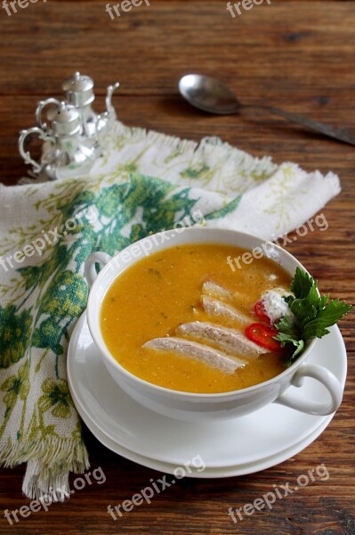 Pumpkin Soup In Meat Broth Free Photos