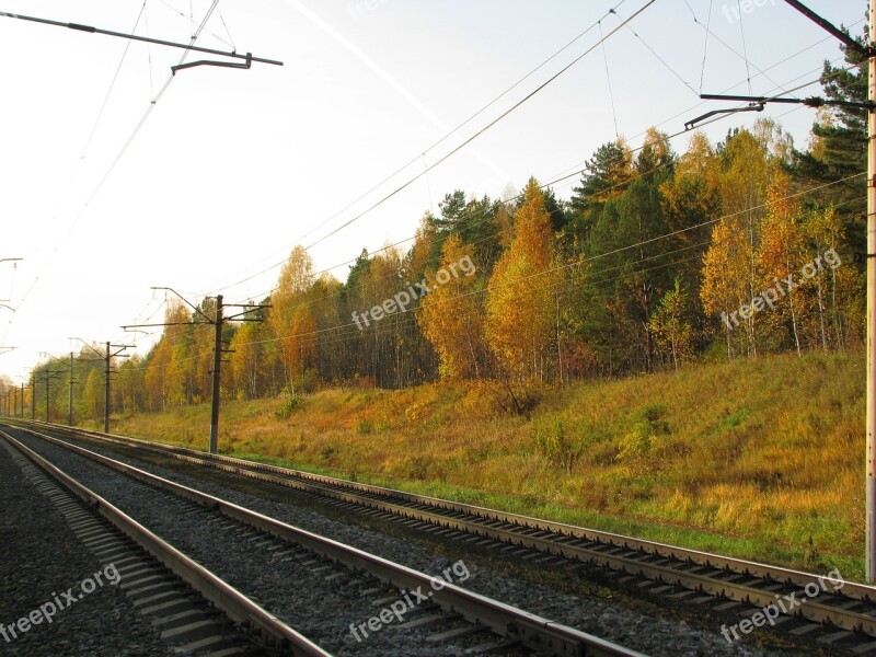 Railway Rails The Way Autumn Sleepers