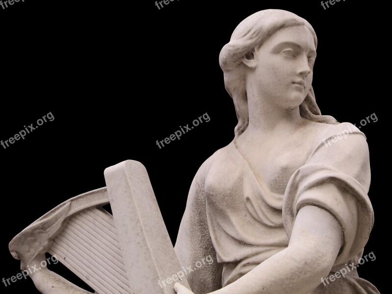 Woman Beauty Harp Statue Female