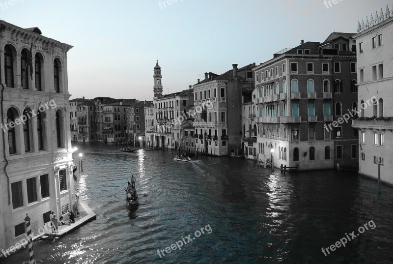 Venice Rialto Bridge Canale Grande Gondola Abendstimmung