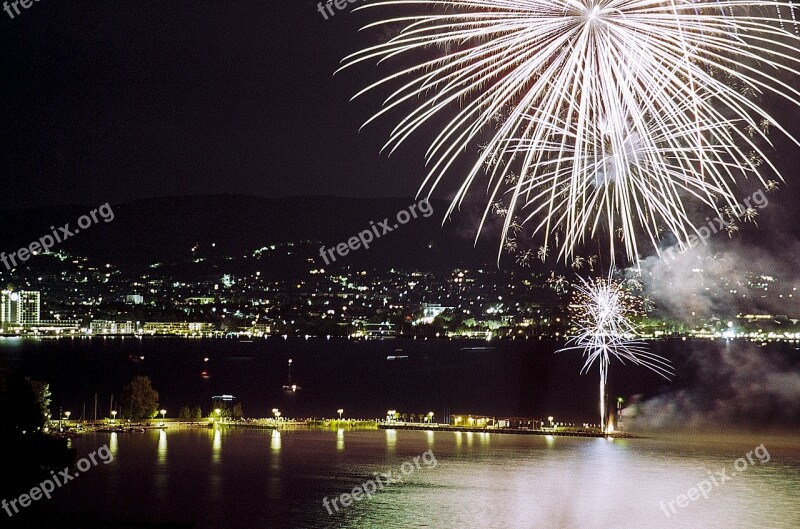 Firework Lake Hungary Balaton Nature