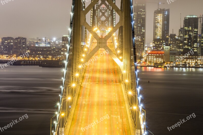 Bay Bridge San Francisco Oakland California Night Photography