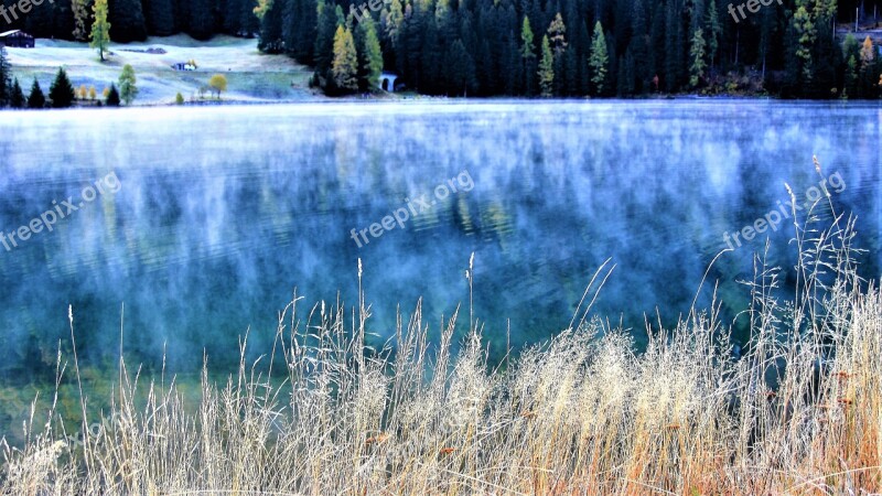 Lake Autumn Morning Haze Beach