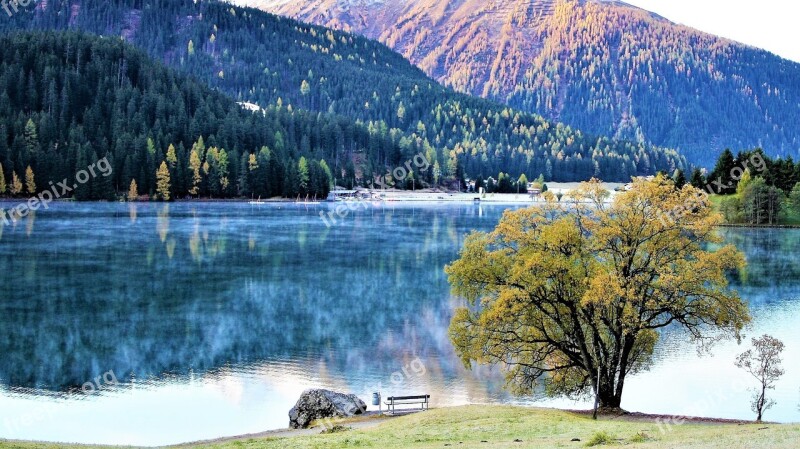 Morning Haze Davos Lake The Beauty Of The Mountains