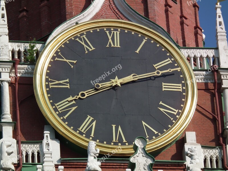 Clock Clock Face Kremlin Moscow Russia