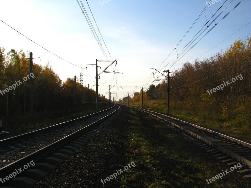 Railway Rails The Way Autumn Sleepers