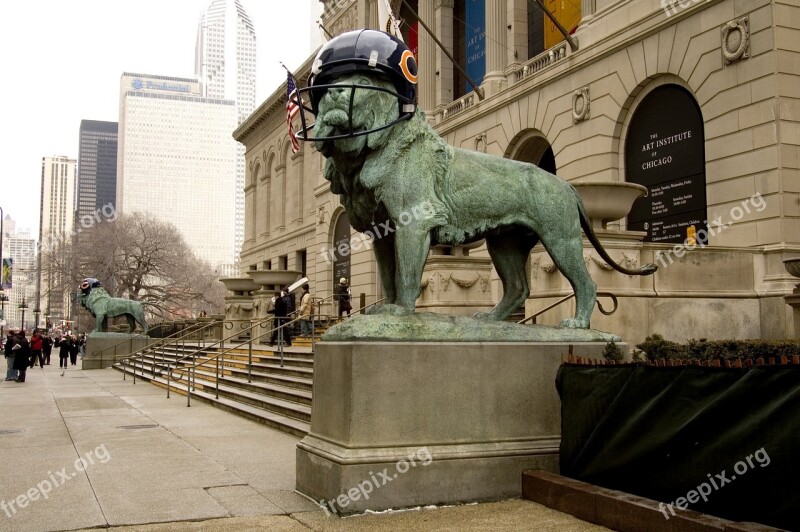 Chicago Bears 2007 Super Bowl Statue Lion Football Helmet Museum