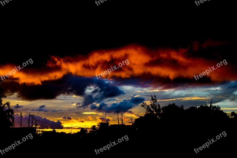 Sky Cloudy End Of Afternoon Horizon Blue