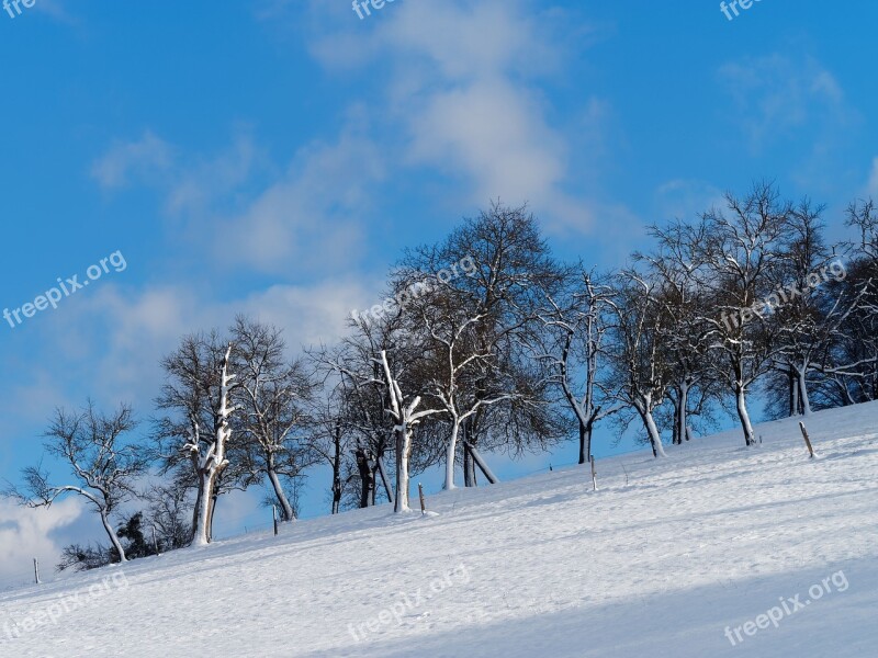 Landscape Winters Hill Snow Field