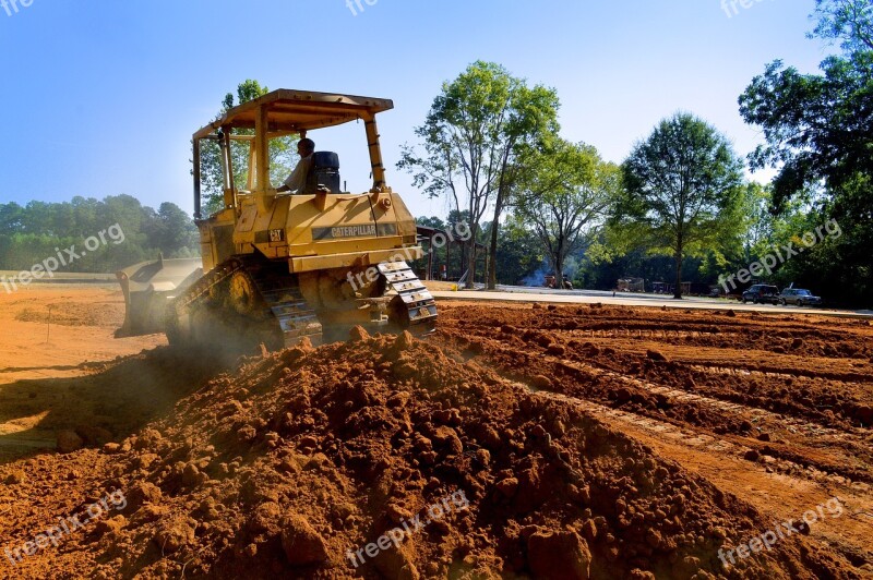 Bulldozer Dirt Yellow Sky Trees