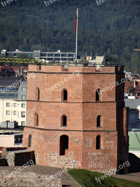 The Hill Of Gediminas Upper Castle Monument Tower Tv Tower