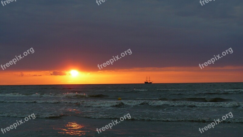 Sea Sunset Ship The Baltic Sea Free Photos