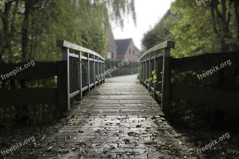 Bridge Away Autumn Pedestrian Bridge Landscape