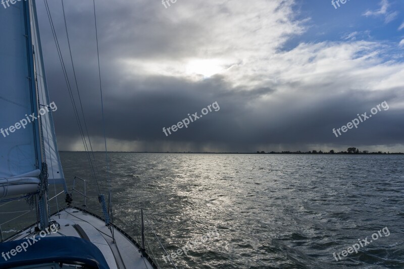 Sailing Boat Clouds Air Water Sailing