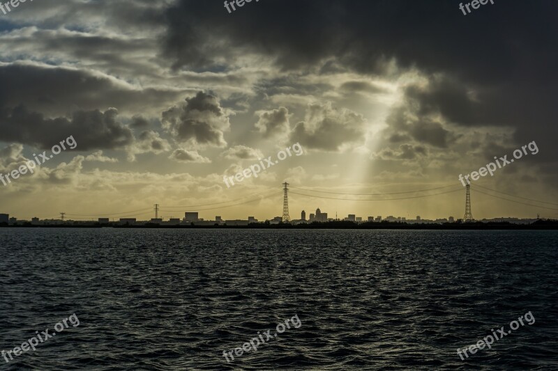 Light Beam Clouds Amsterdam Water Air