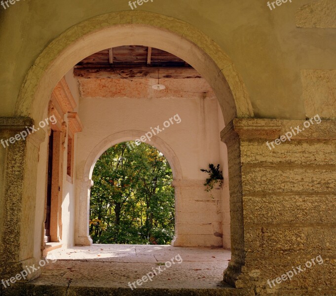 Door Arc Trees Forest Stone