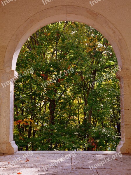 Window Trees Arc Forest Stone