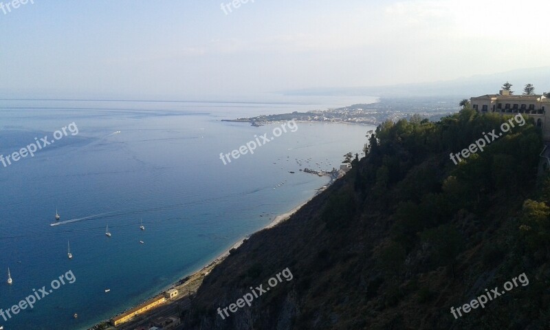 Taormina Sea Landscape Free Photos