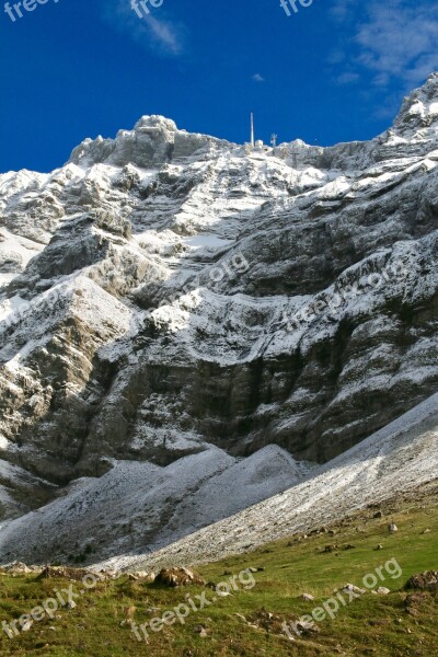 Säntis Mountain Late Autumn Snow Switzerland