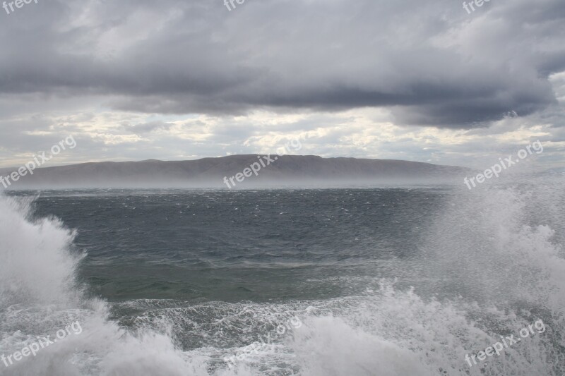 Croatia Gout Sea Wave Clouds